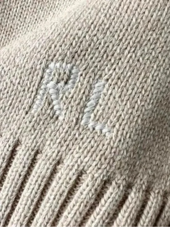 Beige Graphic Knit Sweater with Dog Motif - Picture 6 of 8